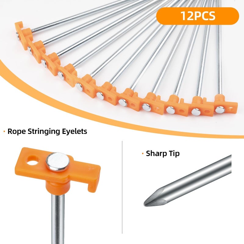 AVOFOREST 12PCS Tent Stakes Heavy Duty Camping Stakes AVOFOREST 7.1Inch Non-Rust Metal Tent Pegs Ground Stakes Tent Spikes Camping Hiking Orange - Image 3